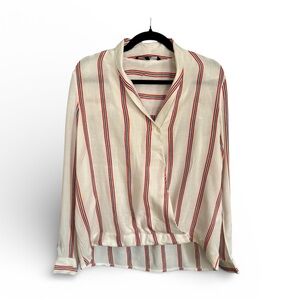 Vero Moda Blue and Red Striped White Top Size S